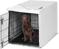 Sweet Jojo Designs 42in. Medium/Large Dog Crate Cover (White and Grey Stripe) Pet Cage, Kennel Covers (Modern, Neutral, 