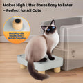 Aothey Litter Box Step, Litter Box Ramp/Catcher with Wooden Base, Anti-Tracking & Easy to Clean, Ideal for Small & Elderly Cats (Grey)