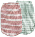 Koneseve Dog Shirt Vest Lightweight Stretchy Dog T-Shirts Soft Cool Shirts Sleeveless Stripe Vests Breathable Clothes for Puppy Kitty Cats Small Medium Large Dogs 2 Pack Pink + Green [ L/Large ]