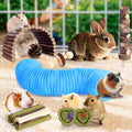 Kyouki Hamster Toys Guinea Pig Toys Set with Tunnel, Chewable Apple Wood & Natural Timothy Hay - Enrichment Chew Toys fo