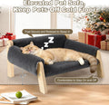 FAMIDGE Elevated Cat Couch Bed for Indoor Cats - Wooden Pet Sofa with Removable Washable Thick Cover Raised Kitty Lounge