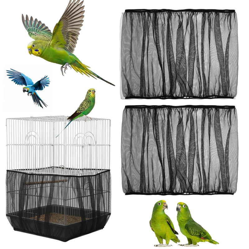 guduling 2-Pack Bird Cage Net,Adjustable Bird Net for Cage,Birds Cages Seeds Catchers for Round & Square Large Cages, Fits Parakeets, Cockatiels & More