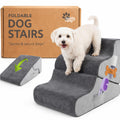 Dog Stairs for Bed & Couch – BuddyRamp 2-in-1 Foldable Dog Stairs and Ramp, 3-Step Pet Stairs Converts to Gentle Ramp, Non-Slip Soft Foam Steps for Small Dogs & Senior Pets