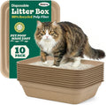 10 Count - Disposable Litter Box for Kitty Cats, Thick & Leak-Proof, Eco-Friendly Travel & Home Litter Pan, No-Scrub for Cats