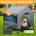 Pawmmo 42" Dog House Outdoor Indoor with Breathable Mesh Windows, 2-in-1 Outside Dog House Elevated Dog Bed Cot Dog Tent Shade Shelter, Easy to Assemble & Clean (42 INCH)