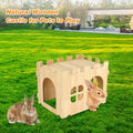 BWOGUE Large Wooden Bunny Hideout,Detachable Rabbit Castle for Small Animal