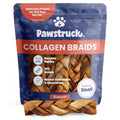 Pawstruck Natural 5-7” Beef Collagen Braids for Dogs - Healthy Long Lasting Alternative to Traditional Rawhide & Bully Sticks Chew Treats w/Chondroitin & Glucosamine - 5 Count - Packaging May Vary