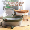 Instinct Basket for Cats & Cotton pad Stimuli Cat Bed with Toy Tail Cats Ear Design Breathable All Season Universal Scratch-Resistant (Grey, L)