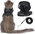 Waterproof AirTag Cat Harness & Leash, Escape Proof Vest (Black, M)