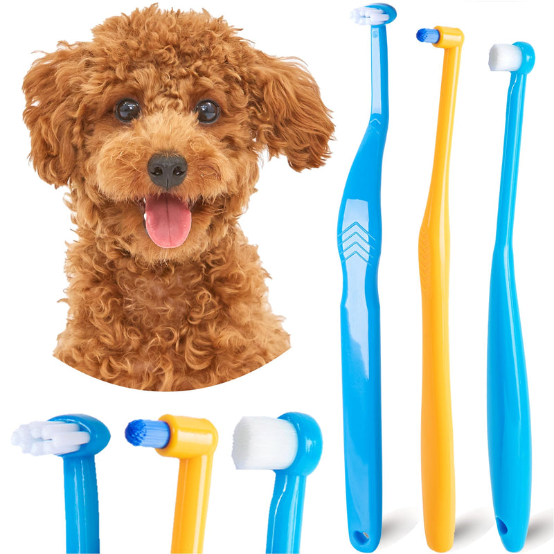 MoonyMars Small Dog Toothbrush, Cat & Puppy Tooth Brushing Kit, Mini Tuft Horizontal Head Teeth Brush for Kitten & Tiny Pet, Doggy Toothbrushes Deep Dental Cleaning, 3 PCS
