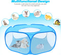 Small Animal Playpen with Top Cover, Breathable Pet Tent, Sky Blue