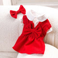 Red Corduroy Dog Dress Sweater for Small Dogs Girl Set Dog Winter Dress Puppy Clothes Christmas