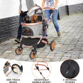 Bicystar Pet Stroller for Medium Dogs, Smooth-Ride Dog Stroller with Detachable Carrier, Rubber Wheels, Car Seat Combo 3-in-1, Up to 50 lbs, for Senior Dogs & Cats, Grey