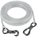 Tresbro 15FT Reflective Tie Out Cable for Dogs Up to 250 Pounds, Steel Wire Lead Leash Cable with Stainless Dual Fix Buckle, Lightweight and Enduring, Dog Chains for Outside, Yard, Camping
