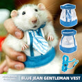 SMOLKITH Fancy Rat Clothes, Pet Rat Adjustable Blue and White Vest with Leash, Small Animal Apparel for Walking, Fits Fa