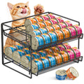 Cat Food Can Organizer, Can Organizer for Pantry, 2-Tier Metal Cat Food Storage Container Holds 56 (3.5oz) Cans，Adjustable Canned Food Organizer and Storage for Counter Kitchen Cabinet (Black, 2 Tier)