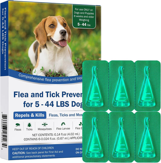Flea & Tick Prevention for Dogs, 6-Pack, Dog Flea and Tick Control, Topical Flea Treatment, Flea Repellent for Small & M