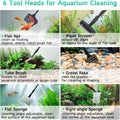 hygger 6-in-1 Aquarium Cleaning Tools, Multipurpose Fish Tank Cleaning Kit for 20-160 Gallon Tank with Telescopic Long H