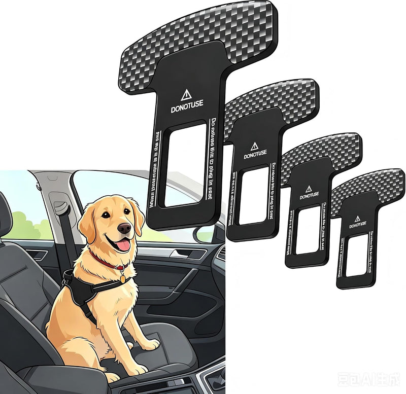 4Pack Dog Cat Safety Belt Clips，Adjustable Fabric Dog Vehicle Seat Harness, Black