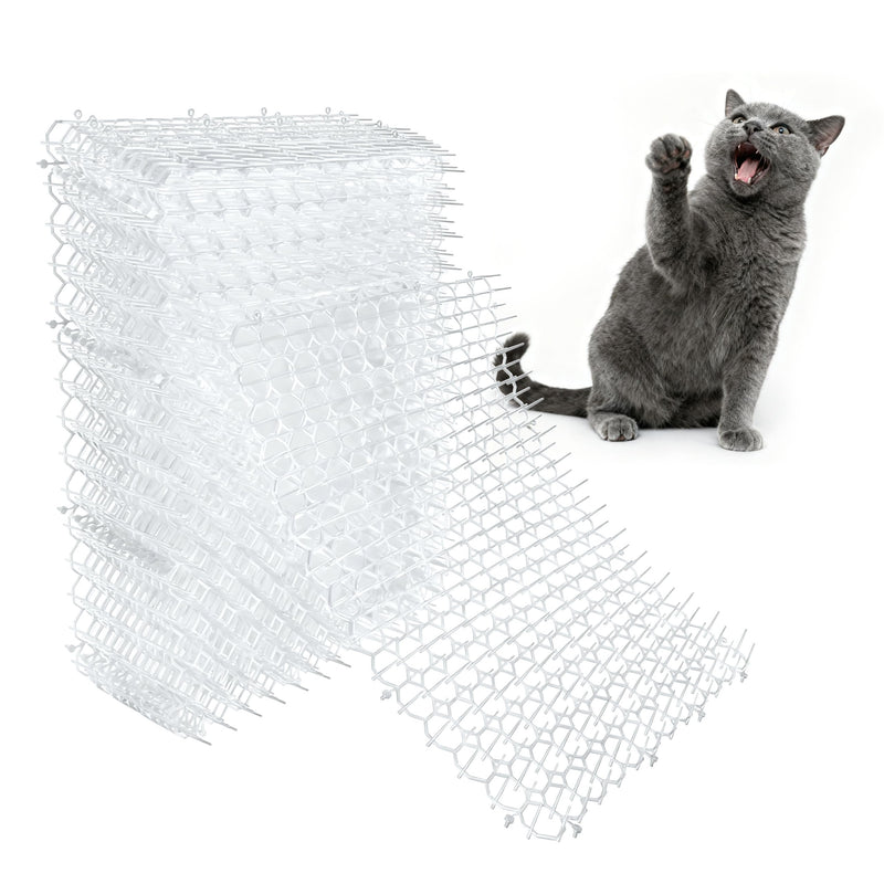 OCEANPAX Clear Scat Mats for Cats 16 x 13 Inch, 12 Pack Transparent Cat Spike Mat with 1 Inch Spikes, Indoor Outdoor Cat Deterrent Mats to Keep Cats Off Couch, Bed, Counter & Garden