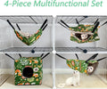 kathson 4 PCS Ferret Hammock Set,Washable Guinea Pig Hideout Bed,Soft Hamster Toys Hanging Tunnel Mats, Small Pets Cage 