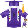Chicingyou Small Dog Graduation Cap and Gown 2026 with Stole Washable Shirt and Hat Pet Graduation Gown Costume Outfit for Tiny Dog Little Cat Doll Clothes Holiday Halloween Costume Accessory(Purple)