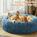 JOLLYVOGUE Calming Dog Beds Large Sized Dog, 36in Donut Washable Large Pet Bed, Anti-Slip & Anti-Anxiety Fluffy Faux Fur