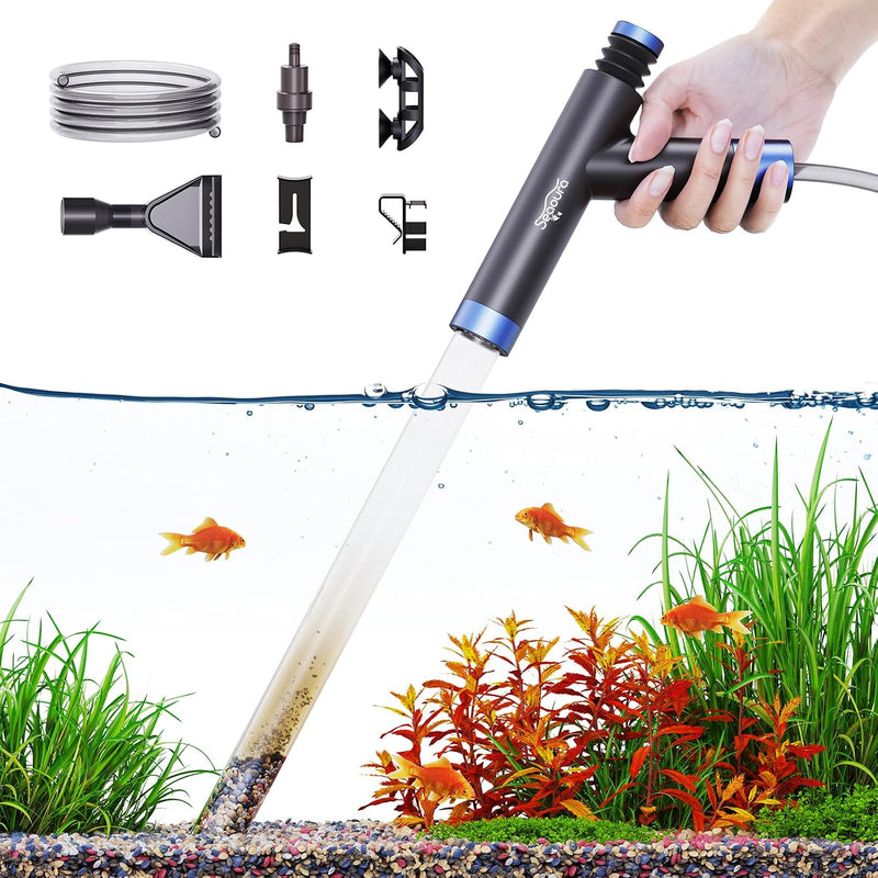 SEAOURA Gravel Vacuum for Aquarium Siphon, Fish Tank Vacuum Cleaning Kit