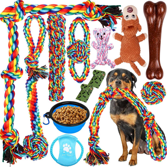 13PCS Large Dog Toys for Aggressive Chewers, Teeth Cleaning Chew Rope Toys
