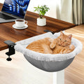 JinxZap X-Large Cat Desk Bed | 19"x15" Spacious Retreat, Dual Clamps & Sunken Hammock Design, Comfy Cat Desk Hammock with Faux Rabbit Fur Cover, Removable & Washable, Holds Up to 40lbs