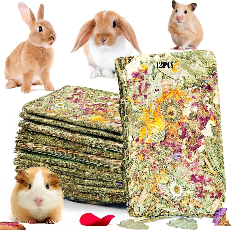 Rabbit Chew Toys 12pcs Timothy Hay Treats Bunny Herbal Flower Snack