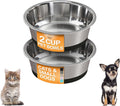 Neater Pet Brands Stainless Steel Dog Bowls with Non-Slip Rubber Bottom – 2 Cup (16 oz), Black - Set of 2 Heavy Duty Met