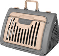 SportPet Designs Foldable Travel Cat Carrier - Front Door Plastic Collapsible Carrier, Gray and Tan, Medium (Pack of 1)