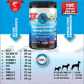 Wild Alaskan Salmon Krill Oil Chews for Dogs - 120 Soft Treats - Omega 3 6 9 Fish Supplement EPA, DHA for Itch-Free Skin