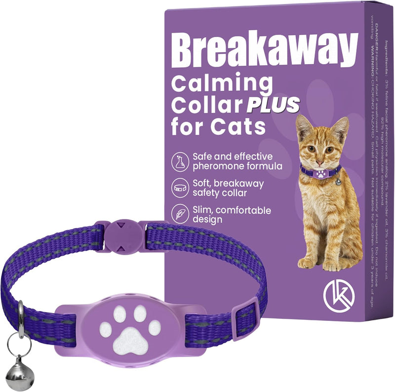 Breakaway Calming Collar Plus - Advanced Feline Pheromone System with Essential Oil Support for Cats – True Breakaway Safety Clasp, Reusable Design, Lasts Up to 60 Days – by Kitty Kompass