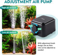 hygger Quiet <30dB Aquarium Air Pump, Adjustable Low Decibel Oxygen Fish Tank Pump 2 Air Outlets Ultra Silent Powerful A