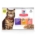 Hill's Science Diet Adult Sensitive Stomach & Skin Wet Cat Food Variety Pack, Chicken & Beef, Salmon & Tuna, 2.8 oz. Pouches, 12-Pack