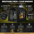 Outdoor Dog Kennel Cover 8 x 4 x 6 ft, 600D Heavy-Duty Waterproof, Full Coverage Outdoor Weather Protection with Mesh Ve