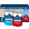 Blue Buffalo Homestyle Recipe Wet Dog Food Paté Variety Pack, Chicken Dinner & Beef Dinner with Garden Vegetables, Made with Natural Ingredients, 12.5-oz. Can (6 Count, 3 of Each)