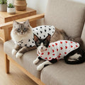 DENTRUN Heart Pattern Sphynx Hairless Cats Shirt, Kitten T-Shirts with Perlin Sleeves, Breathable Cat Wear Cute Sweater Adorable Hairless Cat's Clothes Vest Pajamas Jumpsuit