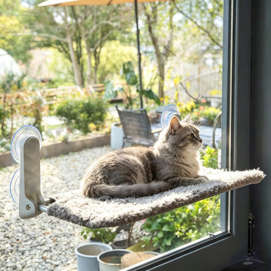 YUNIQUE Cat Window Perch, Upturned Edge Bracket, Portable Wall Hammock for Indoor Cat