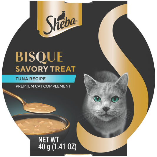 Sheba Bisque Lickable Cat Treats & Cat Food Toppers Tuna Recipe, 1.4 oz. Bowls, 14 Count