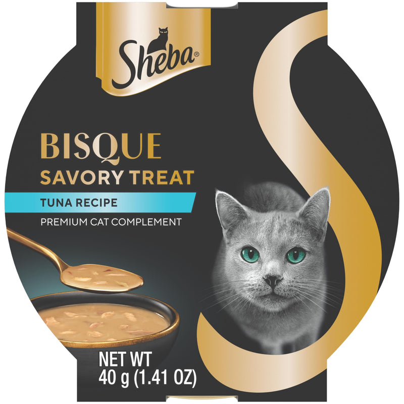 Sheba Bisque Lickable Cat Treats & Cat Food Toppers Tuna Recipe, 1.4 oz. Bowls, 14 Count