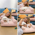 KHONSU PET Pink Cat Couch Sofa Bed - Fluffy Orthopedic Pet Lounge for Indoor Cats, Removable Washable Cover, Supportive 
