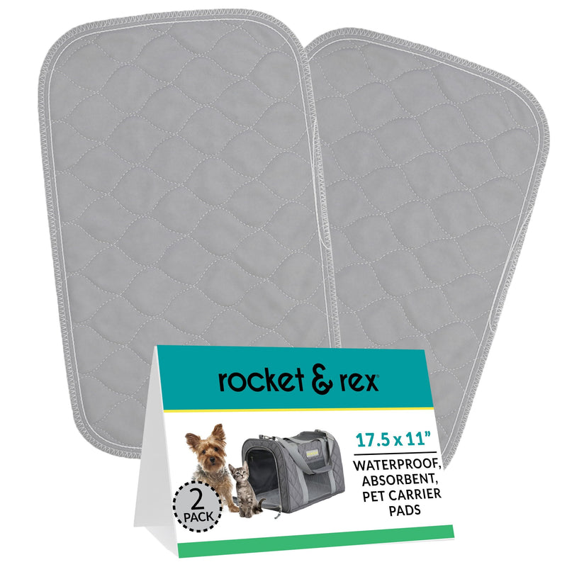rocket & rex Premium Washable Pet Carrier Pads, Reusable, Waterproof & Absorbent, Dog and Cat Pads for Lining Travel Carriers, Litter Boxes, Pet Crates & More, 17.5