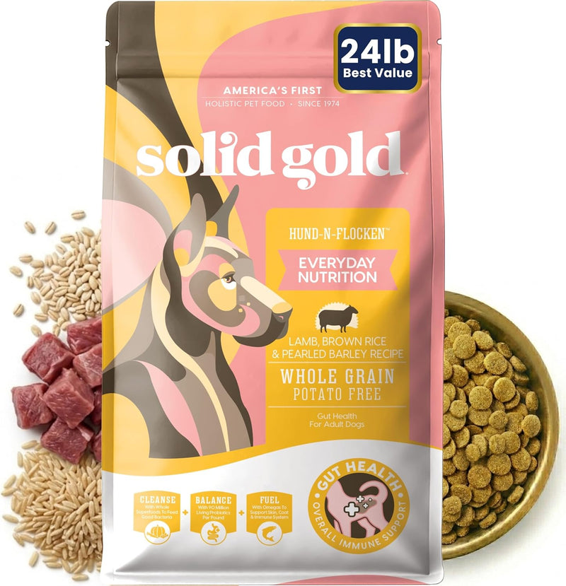 Solid Gold Lamb Dry Dog Food for Adult & Senior Dogs, Probiotics, 24LB