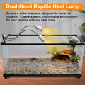 Reptile Heat Lamp, Dual Head Reptile Light with Cycle Timer, Dimmable UVA/UVB Basking Light for Turtle Tortoise Lizard S
