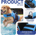 ASENKU Dog Life Jacket with Reflective Stripes, Adjustable High Flotation Dog Safety Vest, Ripstop Pet Lifesaver for Swi