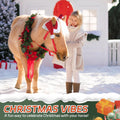Santa Hat for Horse Equestrian Christmas Holiday Fleece Cap with Jingle Bell,Pet Costumes Christmas One Ear Slip On
