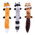ZippyPaws Skinny Peltz - No Stuffing Dog Toy Pack to Keep Them Busy, for Medium and Large Dogs, Squeaky Pet Toys, Unstuffed Chew Toys, Soft Plush Variety Pack, Fox, Raccoon, and Squirrel - 18"